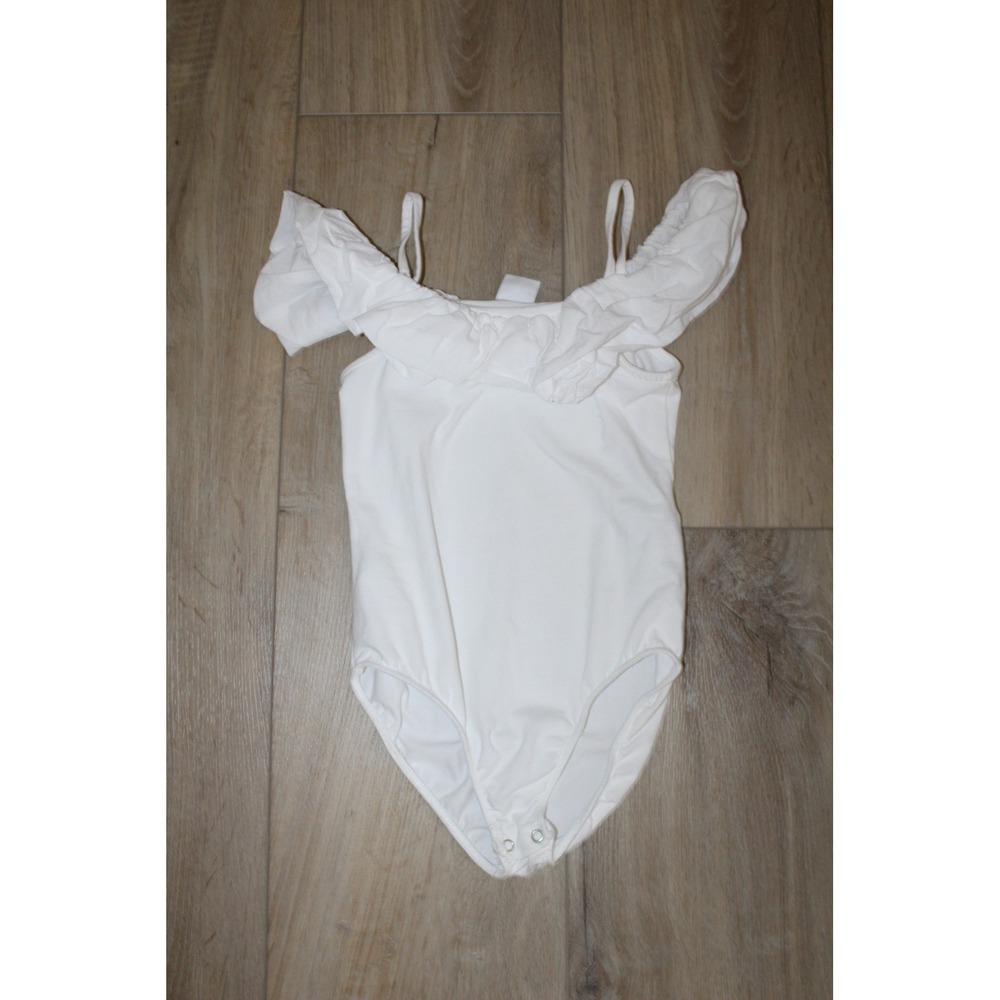 Zara Girls White Ruffle Spaghetti Strap Bodysuit Size 10 140cm